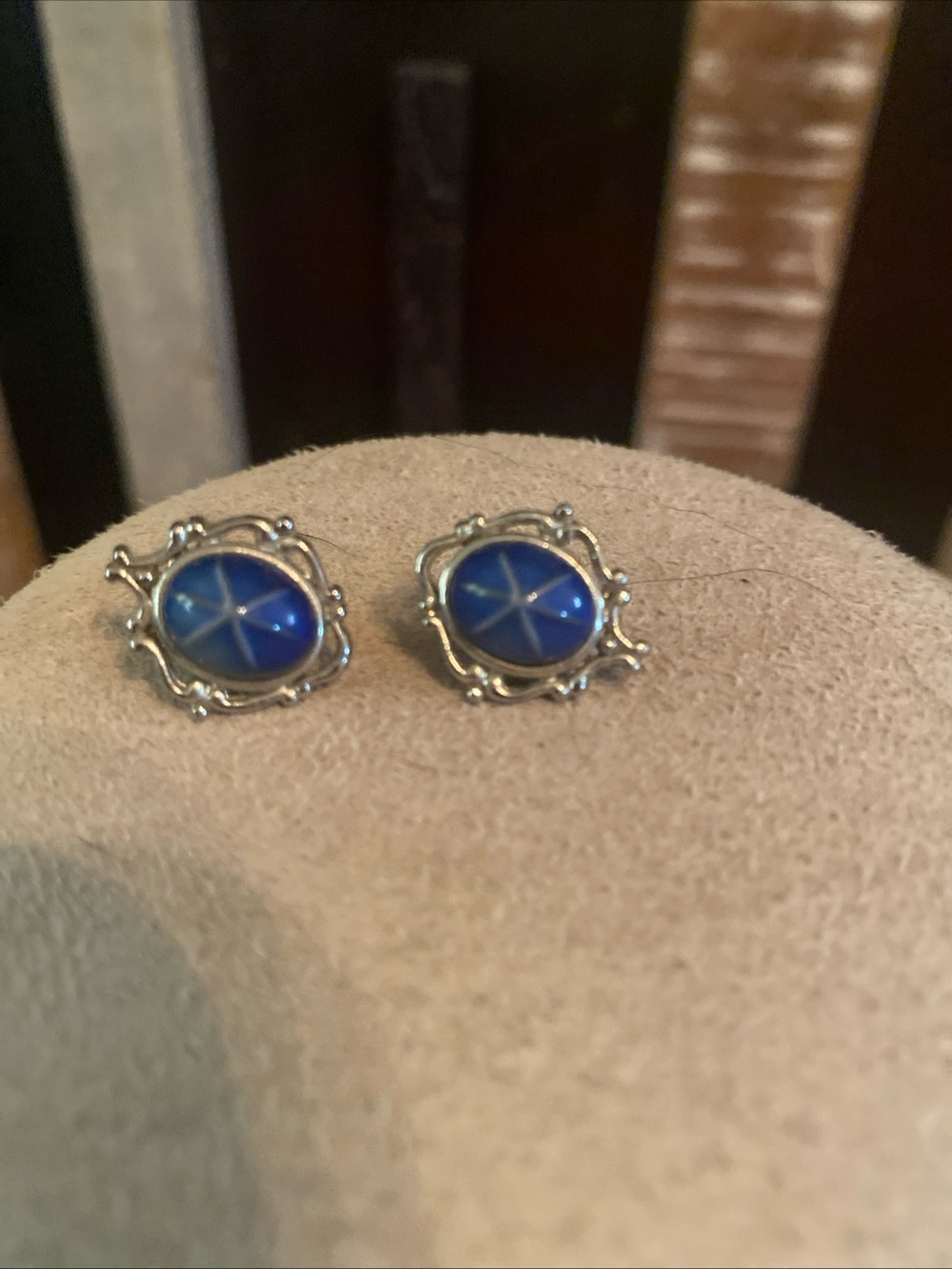 Vintage Princess Pride Blue Linde Star Sapphire Earrings